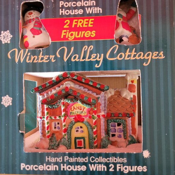 East West Distributing Co Winter Village Cottages Hand Painted Porcelain - Picture 2 of 4
